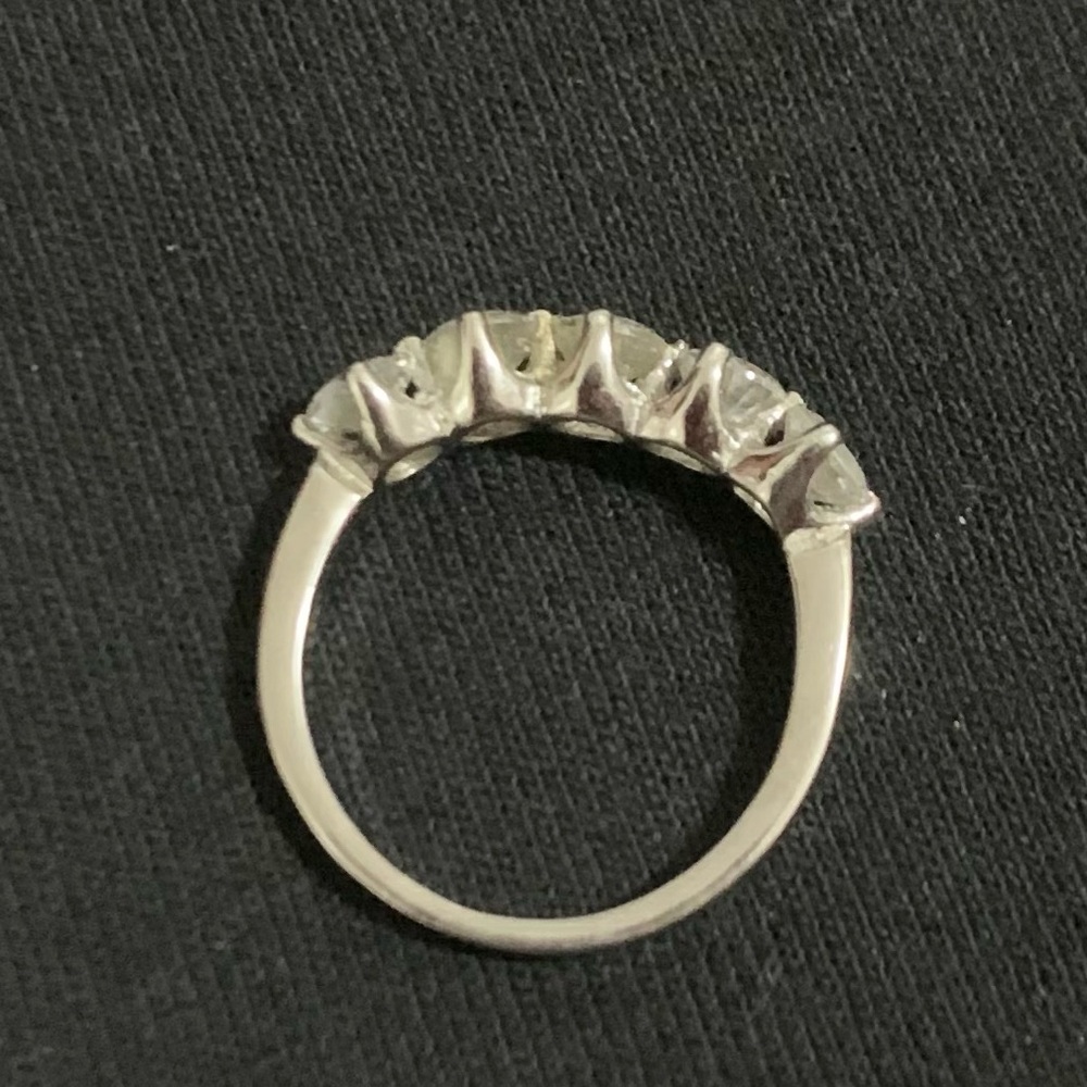 925 Sterling Silver Five Stone Simulated Diamond … - image 2